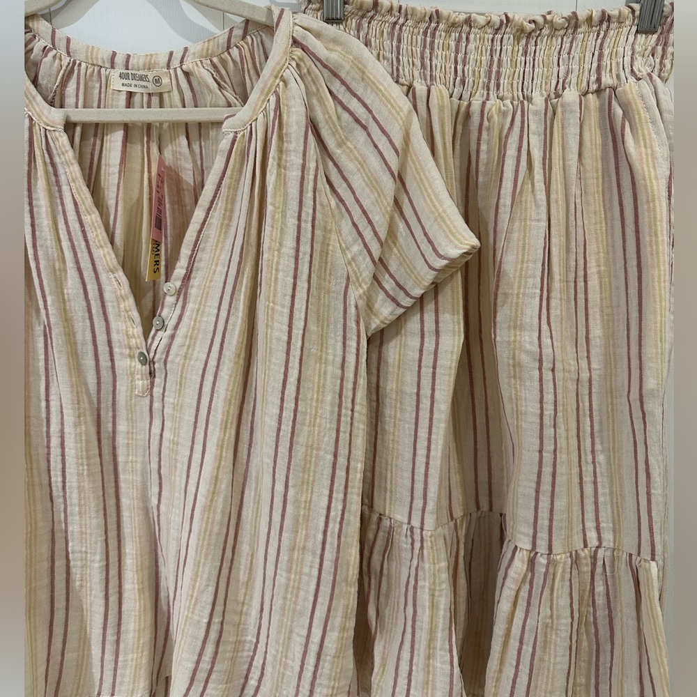 Two piece set cotton skirt and top